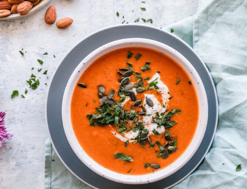 Pumpkin soup with grilled almonds